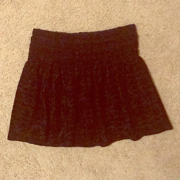 Black burnout velvet skirt with elastic waist - Picture 1 of 1